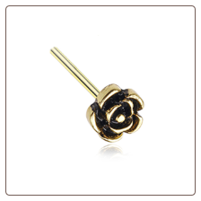 Gold Plated 316L Surgical Steel Rose Flower Nose Stud Choose Your Style 20G