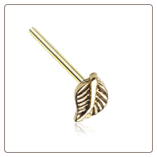 Gold Plated 316L Surgical Steel Leaf Nose Stud Choose Your Style 20G