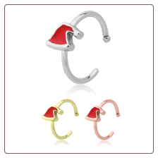 316L Surgical Steel Open Nose Ring Hoop Christmas Santa Hat Choose Your Color 20G