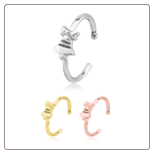 316L Surgical Steel Open Nose Ring Hoop Christmas Bell Choose Your Color 20G