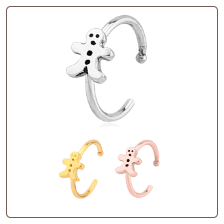 316L Surgical Steel Open Nose Ring Hoop Christmas Gingerbread Man Choose Your Color 20G