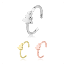 316L Surgical Steel Open Nose Ring Hoop Christmas Tree Choose Your Color 20G