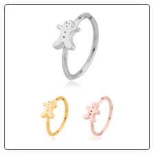 316L Surgical Steel Seamless Nose Ring Helix Daith Ear Cartilage Continuous Hoop Christmas Gingerbread Man Choose Your Color 20G