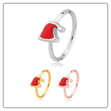 316L Surgical Steel Seamless Nose Ring Helix Daith Ear Cartilage Continuous Hoop Christmas Santa Hat Choose Your Color 20G