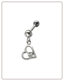 316L Surgical Steel, 925 Sterling Silver Ear Cartilage Tragus Helix Ring Stud Jewelry Heart Dangle 16G