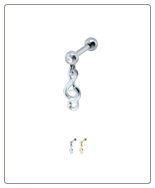316L Surgical Steel Ear Cartilage Tragus Helix Ring Stud Jewelry Music Note Dangle 16G