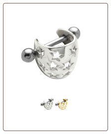 316L Surgical Steel Ear Cartilage Cuff Helix Shield Jewelry Stars 16G