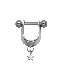 316L Surgical Steel Ear Cartilage Cuff Helix Shield Jewelry Star Dangle 16G
