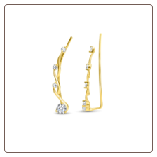 18K Gold Plated Ear Vine™ Pin Crawler Wire Stem 20G