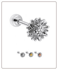 316L Surgical Steel Ear Cartilage Tragus Helix Ring Stud Jewelry Flower 16G