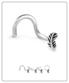 316L Surgical Steel Nose Ring Feather 20G