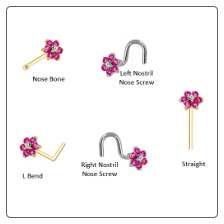 Custom Design Your FUCHSIA PINK  Flower Nose Ring Stud