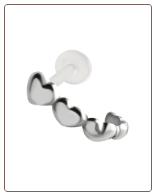 316L Surgical Steel & Bioflex Ear Cartilage Stud Ring Hearts 16G
