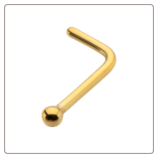 Gold Plated 316L Surgical Steel Nose L Bend 1.5mm Ball 20G