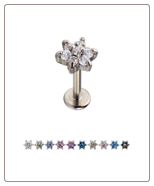 **BLOW OUT SALE** 316L Surgical Steel Labret Style Nose Monroe Stud 5/16" Screw Post Flower - Choose Your Color 16G
