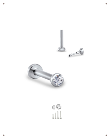 Titanium Labret Style Push Pin Nose Stud, Surgical Steel Insert-Choose Your Size 18G