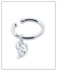 925 Sterling Silver Fake Ear Clip On Non Piercing Heart Dangle Hoop Ring
