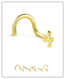 14K Solid Yellow Gold Nose Screw Music Note -Choose Your Style