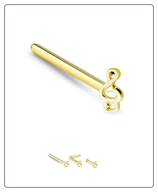 925 Sterling Silver Gold Plated Nose Stud Ring Treble Clef Music Note Choose Your Style 22G