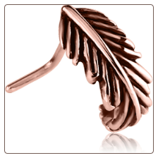 **BLOW OUT SALE** Rose Gold PVD Coated 316L Surgical Steel L Bend Nose Hugger Feather 20G
