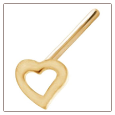**BLOW OUT SALE** 925 Sterling Silver Gold Straight or L Bend Nose Stud 3mm Hollow Heart 20G