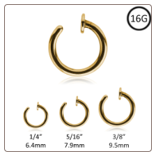 Nose Ring Gold Plated Surgical Steel Open Hoop 16G