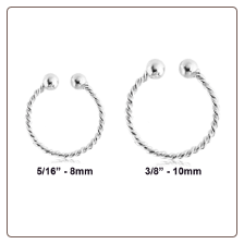 925 Sterling Silver Fake Septum Clicker Hanger Clip On Choose Your Size Nose Ring Twisted Hoop