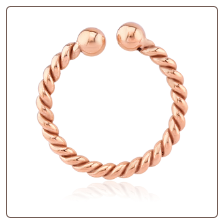 Rose Gold PVD Coated 316L Surgical Steel Fake Septum Clicker Hanger Clip On Non Piercing Nose Ring Twisted Hoop