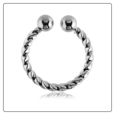 316L Surgical Steel Fake Septum Clicker Hanger Clip On Non Piercing Nose Ring Twisted Hoop