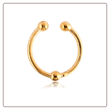 Gold PVD Coated 316L Surgical Steel Fake Septum Clicker Hanger Clip On Non Piercing Nose Ring Hoop Ball