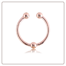 Rose Gold PVD Coated 316L Surgical Steel Fake Septum Clicker Hanger Clip On Non Piercing Nose Ring Hoop Ball