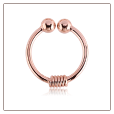 Rose Gold PVD Coated 316L Surgical Steel Fake Septum Clicker Hanger Clip On Non Piercing Nose Ring Spring Hoop