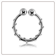 316L Surgical Steel Fake Septum Clicker Hanger Clip On Non Piercing Nose Ring Wire Wrapped Hoop