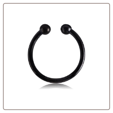 Black PVD Coated 316L Surgical Steel Fake Septum Clicker Hanger Clip On Non Piercing Nose Ring Hoop