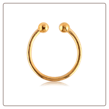 Gold PVD Coated 316L Surgical Steel Fake Septum Clicker Hanger Clip On Non Piercing Nose Ring Hoop