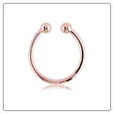 Rose Gold PVD Coated 316L Surgical Steel Fake Septum Clicker Hanger Clip On Non Piercing Nose Ring Hoop