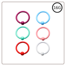 **BLOW OUT SALE** Nose Ring 316L Ceramic Color Coated Captive Bead Nose Hoop Pastels CBR 5/16" 16G