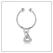 316L Surgical Steel Fake Septum Clicker Hanger Clip On Non Piercing Nose Ring Hoop Heart