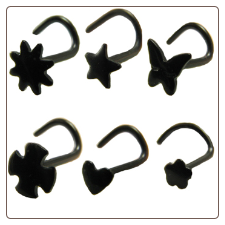 **BLOW OUT SALE**316L Surgical Steel Nose Screw Anodised Black -Choose Your Design 20G