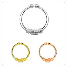 925 Sterling Silver Fake Septum Clicker Hanger Clip On Nose Ring Hoop Balinese Wire - Choose Your Color