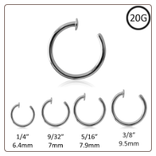 Nose Ring Surgical Steel Open Hoop 20G
