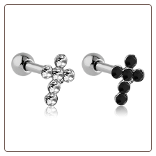 316L Surgical Steel Ear Cartilage Ring Stud Jewelry Cross Choose Your Color 16G