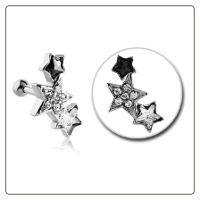 316L Surgical Steel Ear Cartilage Ring Stud Jewelry Stars 16G