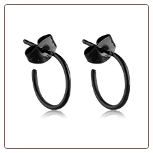 Black PVD Coated 316L Surgical Steel Hoop Earrings