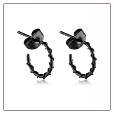 Black PVD Coated 316L Surgical Steel Wire Wrapped Hoop Earrings