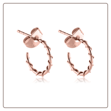 Rose Gold PVD Coated 316L Surgical Steel Wire Wrapped Hoop Earrings