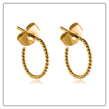 Gold PVD Coated 316L Surgical Steel Twisted Hoop Earrings