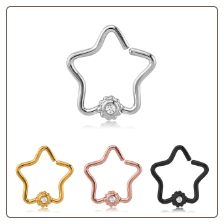 316L Surgical Steel Nose Ring Helix Daith Ear Cartilage Continuous Star Hoop Choose Your Color 16G