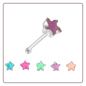 **BLOW OUT SALE** 925 Sterling Silver Nose Bone 2.5mm Glow In The Dark Star 22G