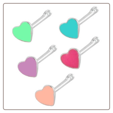 **BLOW OUT SALE** 925 Sterling Silver Nose Bone 3mm Glow In The Dark Heart 22G